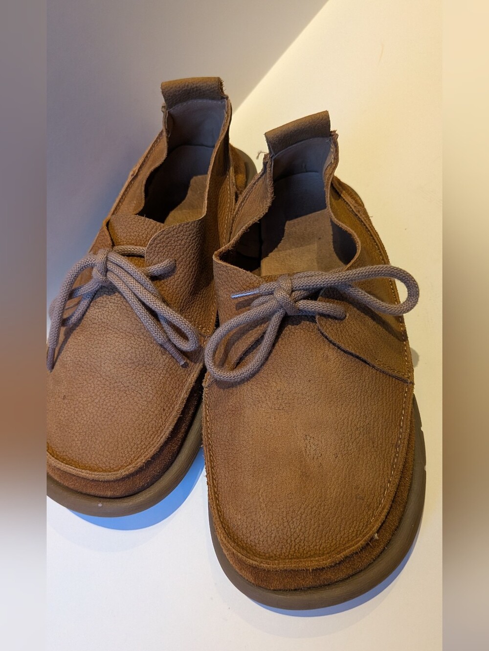 Women's Casual Suede Lace-Up Loafers in Tan